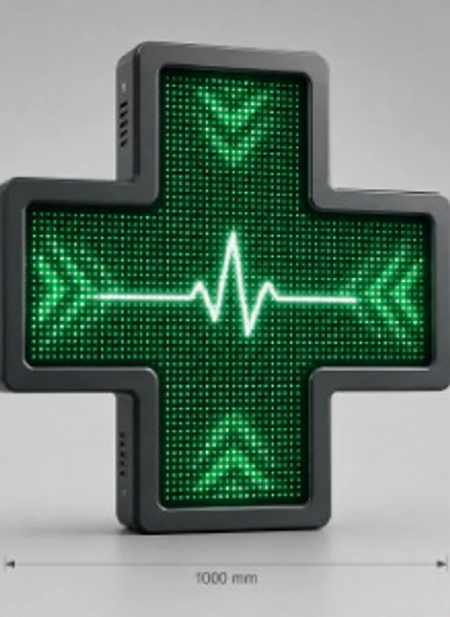 Croix électronique de pharmacie à LED verte